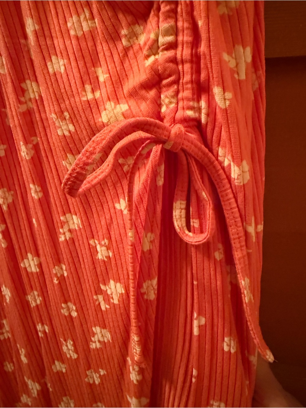 NWT O'Neill Coral Pink Floral Ribbed Maxi Dress - Picture 5 of 12